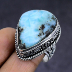 Republic Larimar Gemstone 925 Sterling Silver gift Jewelry Ring Size 8 w7t72
