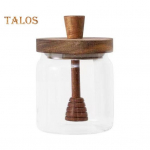 500 ml klaasist meepurk puidust kaanega &otilde;hukindel meepoti komplekt L&auml;bipaistev meekangi ja -purgi komplekt laia suu h&otilde;lpsaks j&auml;lgimiseks puhas