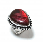 Natural Red Labradorite Gemstone 925 Sterling Silver Gift Ring Size 6 k7t74