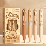 4 tk Capybara taskupliiatsite komplekt, mini kaasaskantav 0,5 mm kuulipea, must v&auml;rv kiiresti kuivav geeltint kirjutamiseks