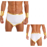 Meeste Rooma gladiaatori rollikost&uuml;&uuml;m Vana-Kreeka jumala miniseelik k&auml;tistega Halloweeni karnevali teemapeo Cosplay uhke kleit M valge