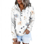 Naiste vabaaja moe pikkade varrukatega &uuml;laosaga tr&uuml;kitud &uuml;markaelus ja tr&uuml;kitud kapuuts M ts&uuml;aan