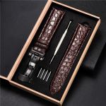 Luksuslik krokodillimustriga kellarihm, nahast rihmad 18 mm 20 mm 22 mm 24 mm roostevabast terasest automaatse lukuga k&auml;ekellarihmaga 22mm