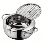 1 tk 304 roostevabast terasest frit&uuml;&uuml;rpott, kanapott, Tempura frit&uuml;&uuml;r termomeetri ja kaanega, jaapani stiilis tempura praepann 20cm
