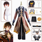 M&auml;ng Zhongli Cosplay Kost&uuml;&uuml;m Zhong Li Morax Cosplay Kost&uuml;&uuml;mid Meeste Rollim&auml;ng Vormi Halloweeni karnevalipidu Cos L-(Costume+Wig)