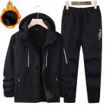 Winter Plus Velvet veekindel jope &uuml;likond T&ouml;&ouml;riided Meeste talvine &otilde;ues paksendatud soe ja k&uuml;lmakindel 2-osaline &uuml;likond XL must