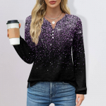 Naiste T-s&auml;rgi T-s&auml;rgi n&ouml;&ouml;biga lillemustriga pikkade varrukatega igap&auml;evane n&auml;dalavahetuse mood V-kaelusega tavaline topp L sinine