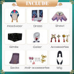 YunJin Cosplay kost&uuml;&uuml;m Parukas M&auml;ng Hiina ooperir&otilde;ivad Yun Jin Lolita kleit Halloweeni karnevalikost&uuml;&uuml;m naistele L-(Costume+Wig)