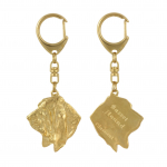 Basset Hound I - Gilded key ring with dog in gift box, handbag decoration, luxury accessory by Art-Dog brand