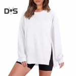 S&uuml;gistalvine naiste dressipluus t&otilde;mblukk, l&otilde;hik, kaelus, lahtised paksud pikad varrukad, puhast v&auml;rvi elastne mansett keskmise pikkusega igap&auml;evane sporditopp S valge