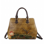 Lotus Embossing &otilde;lakotid naistele Vintage Design k&auml;ekotid Ehtsast nahast Crossbody kotikott 29.5cm*25cm*13cm must