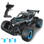 Kaugjuhtimispuldiga auto, 2,4 GHz kiire 4WD elektriline maastikus&otilde;iduk tuledega 3 laetav 3 Battery sinine