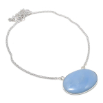 Angelite Stone Gemstone Handmade 925 Sterling Silver Jewelry Necklace 18 i5s94