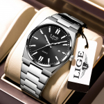 LIGE Uus meeskell Luksuslik &auml;rikalender Spordikvartskell Helendavad veekindlad roostevabast terasest k&auml;ekellad meestele