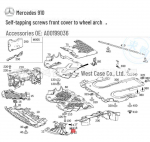 Mercedes-Benz W203/W204/W207/W209 Kaitseraua Mootorikaitseplaadi Kinnituskruvid - A0019906036. Single Price