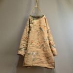 Naiste Vintage Parkas Print Lillelised mantlid Kevadpullover Hiina stiilis Naiste riided N&ouml;&ouml;pmantlid One Size kollane