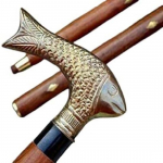 Antiikstiilis kalak&auml;epideme pea puidust jalutuskepp Vintage t&auml;ispuidust messingist k&auml;epidemega jalutuskepp kokkupandav jalutuskepp