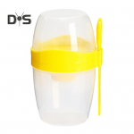 Kaasaskantav hommikus&ouml;&ouml;gi kaerahelbed teravilja-p&auml;hklijogurti salatitops kahvli lusikaga kahekihiline, suure mahutavusega sojapiimatops majapidamistarbed S kollane