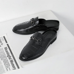 Loaferid Meeste Vabaaja Kingad Meeste Siledad Muller Kingad Brogue Mood Klubi Mugavad Sussid Suvised Meeste Kingad Poolikud Sandaalid Retro Sotsiaalsed 38 must