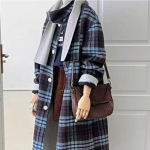 Uus kahepoolne villane mantel, s&uuml;gis-talv Korea stiilis lahtine ruuduline villane mantel M