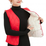 Naiste s&uuml;gistalvine vest mantel Pehme paks polsterdatud varrukateta &uuml;herealine &uuml;hev&auml;rviline V-kaelusega kardigan Slim Fit, soojad taskud, naiste vest 2XL beež