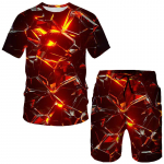 Mood Flame Magma 3D Prindiga T-s&auml;rgid L&uuml;hikesed p&uuml;ksid Komplektid Meeste dressid Suure suurusega l&uuml;hikeste varrukatega T-s&auml;rk P&uuml;kste komplekt Meeste &uuml;likonnad Riided XL