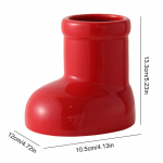 Red ceramic boot vase Christmas boot vase Christmas floral decoration for home holiday party tabletop decoration punane