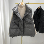 Uus Korea Versioon Puhverjakk Vest Naiste L&otilde;tv Suur Suurus Mood Valge Hane Puhverjakk Vest Vest Vest Jakk Trend one size fits all hall v&auml;rv