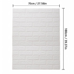 70cm * 1m 3D telliskivimustriga seinapaneelid tapeet DIY veekindel elutuppa magamistoa k&ouml;&ouml;gi tausta seinakaunistus 70CM X 1M valge