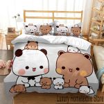 3D prinditud Bubu Dudu koomiksitegelaste karu ja panda voodipesukomplekt poistele t&uuml;drukutele &uuml;hekohaline kaheinimese kuningas suurus tekikott padjap&uuml;&uuml;r voodi poisid t&auml;iskasvanud 70x133cm 2pcs