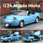 Uus 1/24 Mazda Miata MX5 Kabriolett Sportauto M&auml;nguauto Mudel Valatud Sulamist Metallist Miniatuurne S&otilde;idukimudel Heli ja Valgusega Kollektsiooni Kingitus Poistele sinine