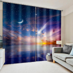 Kuu S&auml;rav T&auml;ht &Ouml;&ouml;taevas Loodus Senery Aknakardinad Rulood Lastele Magamistuba Elutuba Vannituba K&ouml;&ouml;k Uks Kodukaunistus 2tk W50 X H130(CM)X2&Grommet Top gray