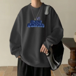 Tr&uuml;kitud s&uuml;gistalvine kampsun meeste kevad ja s&uuml;gis 2024 Korea uus &uuml;mmargune kaelus, vaba topp &scaron;ikk Hongkongi stiilis trendikas M must