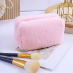 Uus Candy Color Simple Fashion Plush Clutch kosmeetikakott Kaasaskantav meigikott Tualett-tarvete kott Reisimeigikomplekti korraldaja must