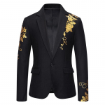 Uus Mood Paisley Kuumstantsitud Tr&uuml;kk Meeste &Uuml;likonnajakk Vabaaja &Auml;ri Pulm Slim Fit &Uuml;likond &Uuml;he N&ouml;&ouml;biga &Uuml;likond Peojakk Kontor US M must