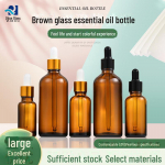 Pruunist klaasist eeterliku &otilde;li tilgutipudel kosmeetikatoodete ja vedelike jaoks 5ml, gold ring white rubber head dropper pruun