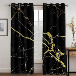 3D kaasaegne mustkuldne abstraktne kunst marmorist elegantne disain, 2 t&uuml;kki &otilde;hukese varjundiga kardina elutoa magamistoa sisekujunduseks 135W185H(CM)53x73in&Hook