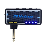 SONICAKE Mini kitarri k&otilde;rvaklappide v&otilde;imendi kooruse efektiga, USB-laetav, sisseehitatud US Madness efekt, sinine