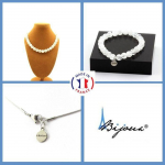 Pierres et Min&eacute;raux. Parure bijoux Bracelet Collier Perles Quartz craquel&eacute; du Br&eacute;sil 8 mm. Taille personnalisable.