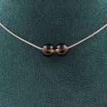 Pierres et Min&eacute;raux. Collier 2 perles Quartz fum&eacute; 8 mm Chaine en acier inoxydable Collier femmes, hommes. Taille personnalisable.