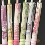 6 tk / komplekt Kawaii Cartoon geelpliiats kiiresti kuivav 0. 5&nbsp;Mm musta tindiga kirjutamise sile, elegantne pliiats &otilde;pilaste kirjatarvete kontoritarvete kingitus