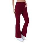 Naiste laienevad joogap&uuml;ksid k&otilde;rge v&ouml;&ouml;kohaga Bootcut treenings&auml;&auml;ris taskutega veniv kelluke S veinipunane v&auml;rv