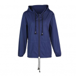 Naiste &otilde;ues kasutatav vihmajope Kerge, vaba istuv vabaaja mantel matkamiseks, kapuutsiga voodriga veekindel ja taskutega tuulejakk S sinine