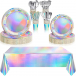 Vikerkaarev&auml;rviline Peokaunistus Roosa Vikerkaarev&auml;rviline S&uuml;nnip&auml;evakaunistus Pabertaldrik Tass Lauakate Holograafiline Metallik Merineitsi Teemaline S&uuml;nnip&auml;evapeo Tarvikud Serveerib 24-le vikerkaar