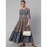 India Naiste Mitmev&auml;rviline Puuvillane Anarkali Lai Pikk Kurta Kurti Kleit Tuunika VF-1856 M-38