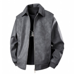 Retro Nahast Tikandiga Nahkjakk Vabaaja Rev&auml;&auml;riga Nahkjakk Paar 6XL must