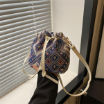 Large Capacity Ethnic Canvas Bag with Drawstring Single Shoulder Crossbody Bag Water Bucket Bag Type three