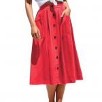 Naiste Midi Seelik Elastse K&otilde;rge V&ouml;&ouml;kohaga Salendav Stiil Keskmise S&auml;&auml;repikkusega Taskutega Seelik &Uuml;hev&auml;rviline N&ouml;&ouml;pidega Kaunistus A-l&otilde;ikeline Seelik XL kollane