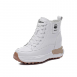 7cm Ehtne Nahk Naiste Kingad Platvormiga Tennised Kevad S&uuml;gis Soe Karusnahk Talvised Saapad Naiste Matkasaapad Pahkluusaapad Tasuta Laevandus 34 valge