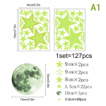 127 tk Helendav Star Moon Diy dekoratiivne seinakleebis Night Party Glow In Dark